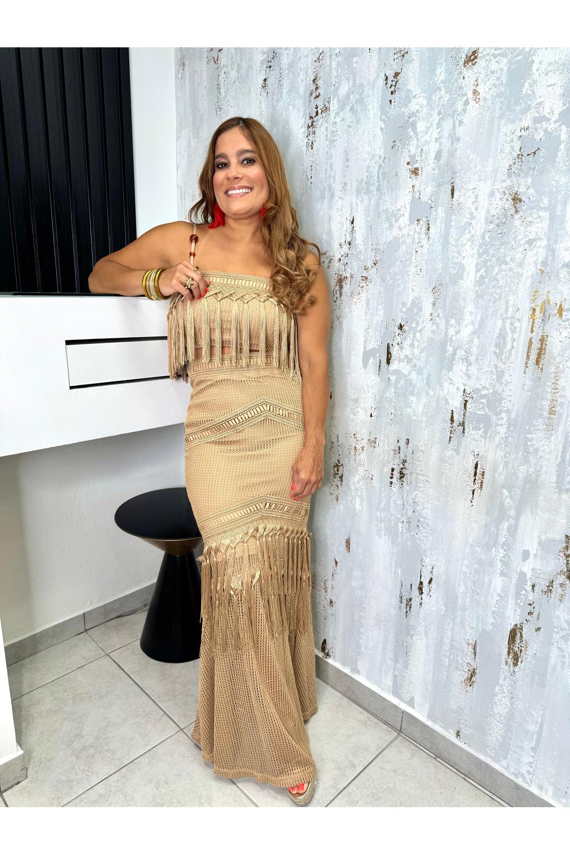 Set Crop Top & Maxi Skirts fringe